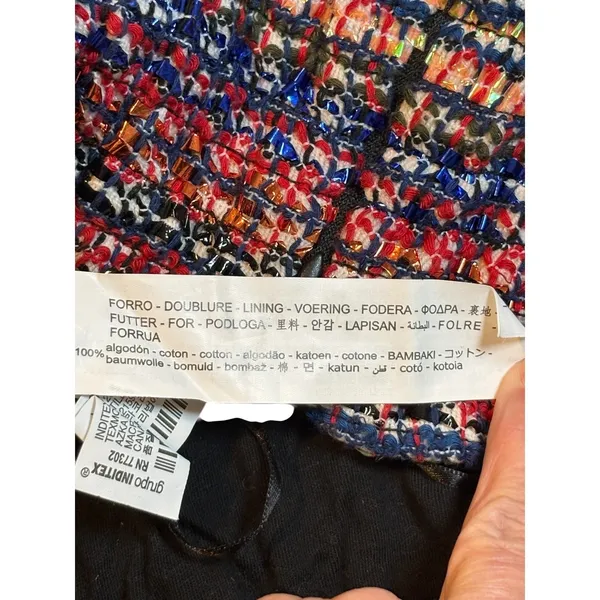 Zara Tweed Crop Tank Top Womens Medium Multicolor Plaid Button Front Square Neck - Image 8