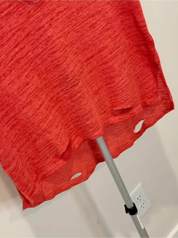 We The Free Free People Distressed V-Neck Tee Coral Red XS - Image 3