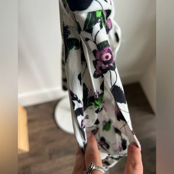 Anthropologie Elevenses Floret Romper White Purple 3/4 Sleeve Size S - Image 8