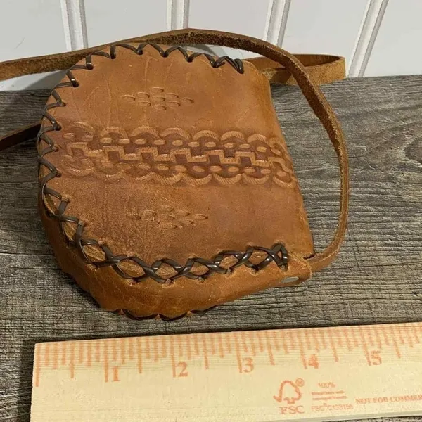 70s Vintage Mexican Hand Tooled Leather Bag Boho Western Floral‎ - Image 4
