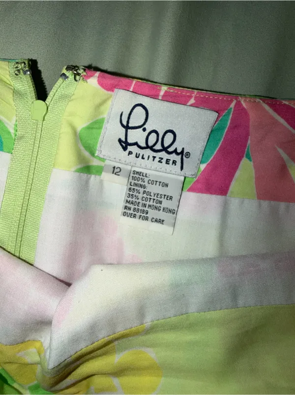 VINTAGE Lilly Pulitzer Floral Pineapple Print Skirt - Yellow, Pink & Green - Image 2