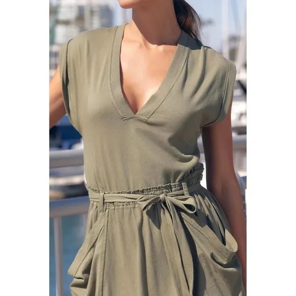 Daily Practice Anthropologie Midi Dress Womens M Olive Coastal Minimaist Boho - Image 2