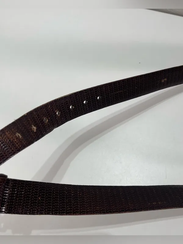 Saks Fifth Avenue Dress Belt Men's 36 Brown Leather Embossed USA Brass Buckle - Image 7
