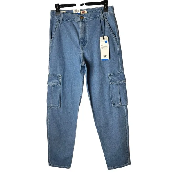 Levis Jeans Women‎ 26 Blue Denim Premium Cool Eco Performance Cargo NWT Retro - Image 3