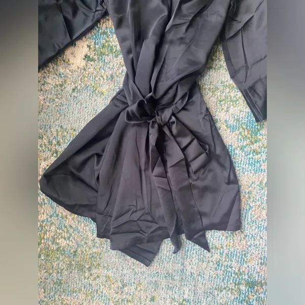 NWT ThirdLove short black silky tie robe, size OS - Image 8