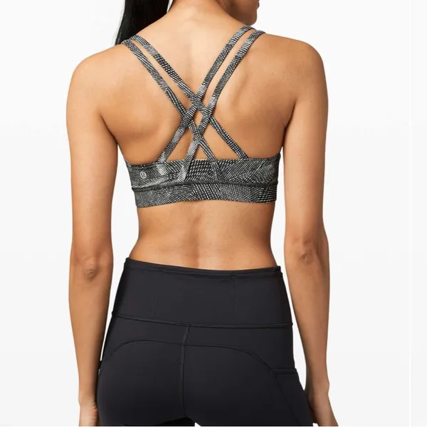 LULULEMON Energy Bra *Medium Support,‎ B–D Cup Velocity Mesh Island Mist Black 6 - Image 4