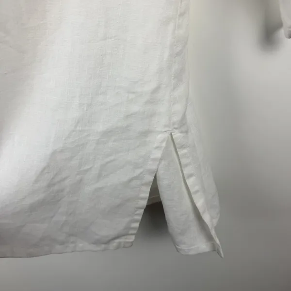 Tommy Bahama White Linen Embroidered V-Neck Tunic Top Medium Coastal Beachy - Image 4