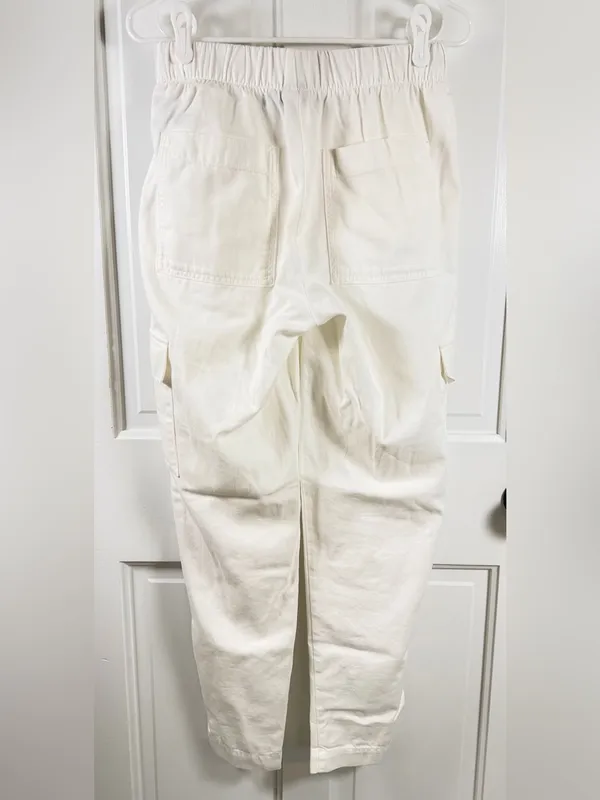 NWT Gap Mid Rise Twill Cargo Pants New Off White Small Garment Dyed - Image 2