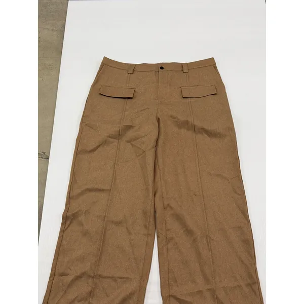 Camel‎ Brown Wide Leg High Waisted Trousers Flap Pockets Runs Small 1XL - Image 2