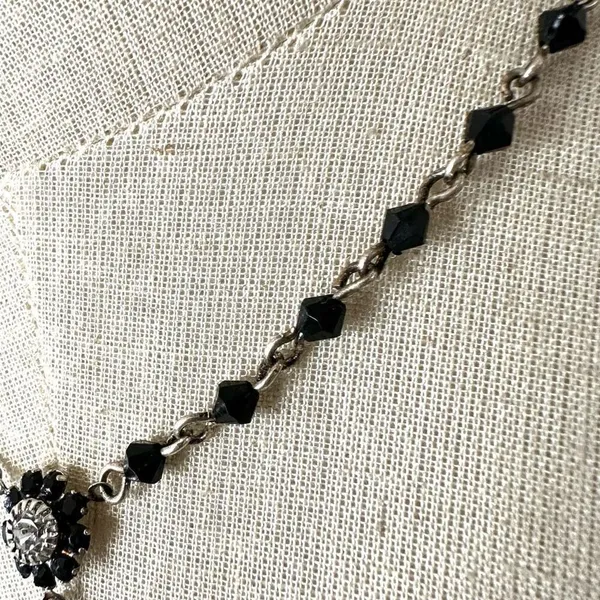 Black beaded drop pendant necklace - Image 3