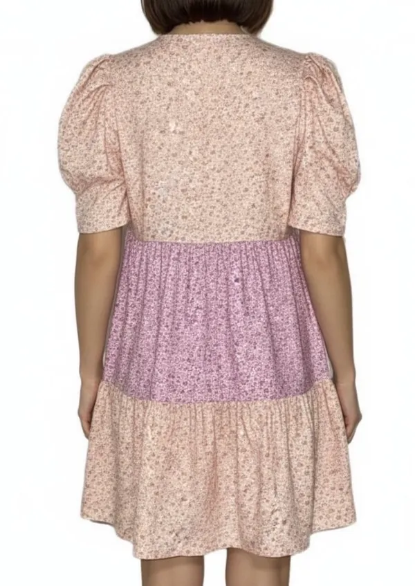 Free The Roses Floral Colorblock Tiered Knit Babydoll Mini Dress - Image 2
