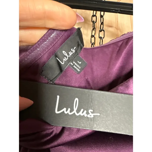 NWT Lulus Memorable Entrance Dark Purple Strapless Satin Maxi Dress Banquet Sz L - Image 6