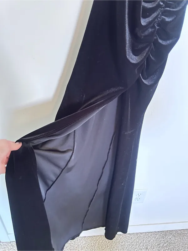 NWT Windsor Black Jaime Feather Trim Velvet Mermaid Dress Size XS - Image 7