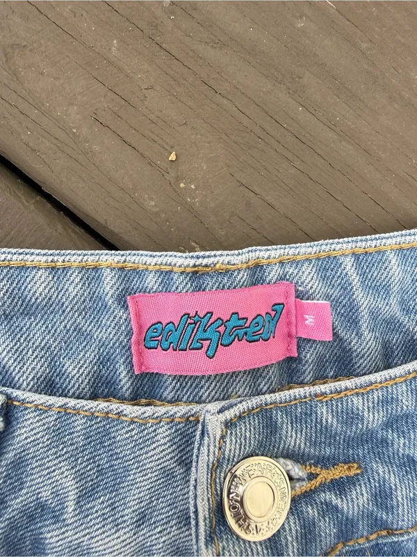 Edikted | Light Blue Distressed Wide-Leg Jeans - Image 4