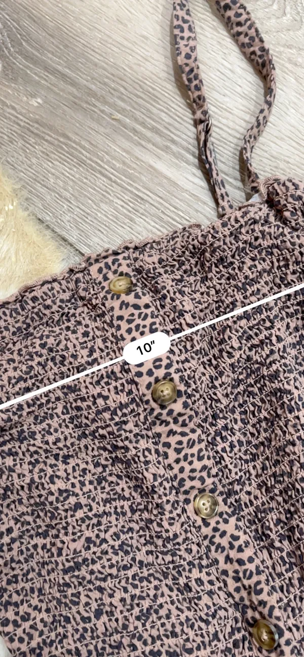 Leopard Print Wide Leg Smocked Jumpsuit - Image 5