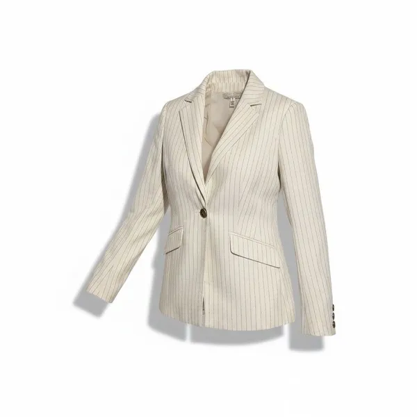 White House Black Market One-Button Blazer in Pinstripe Size 2 Ivory. - Image 9
