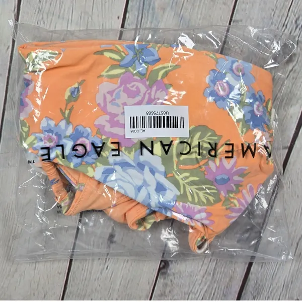 Aerie Scoop Floral Ruffle Bikini Top Swimsuit Orange Blue Purple XL‎ - Image 10