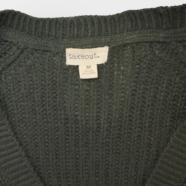 Takeout Women's Dark Green Knit Button Down Cardigan Sweater MEDIUM - Image 3