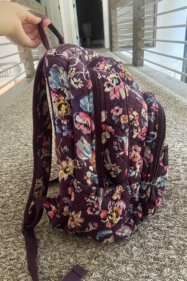 Vera Bradley Campus Backpack Maroon Floral - Image 2