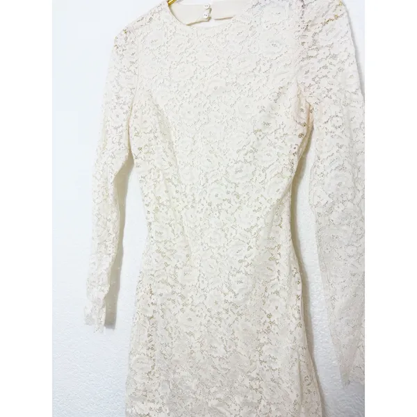 NWT Zara White Lace Long Sleeve Open Back Mini Dress Size Small Bridal Chic - Image 7