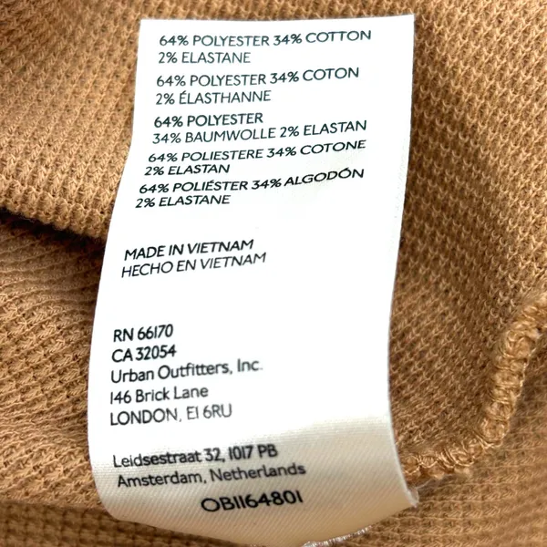 We The Free‎ Fuji Thermal Top Blouse Women LG Tan Waffle Knit Off Shoulder Boho - Image 8