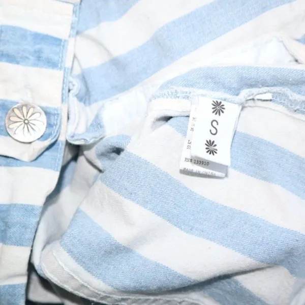 Show Me Your‎ Mumu Drine denim Jacket Sz S Marina striped - Image 6