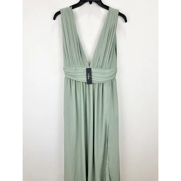 Lulus Heavenly Hues Sage Brush Maxi Dress Chiffon Bridesmaid Formal Medium NWT - Image 7