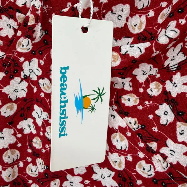 Beachsissi Floral Mini Dress Womens Small Red Cottagecore Boho Romantic Feminine - Image 5
