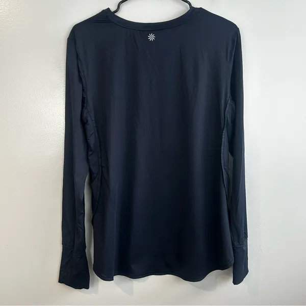 Athleta Smokey Blue Long Sleeve Pullover Athletic High-Lo Nylon Top Size Large - Image 5