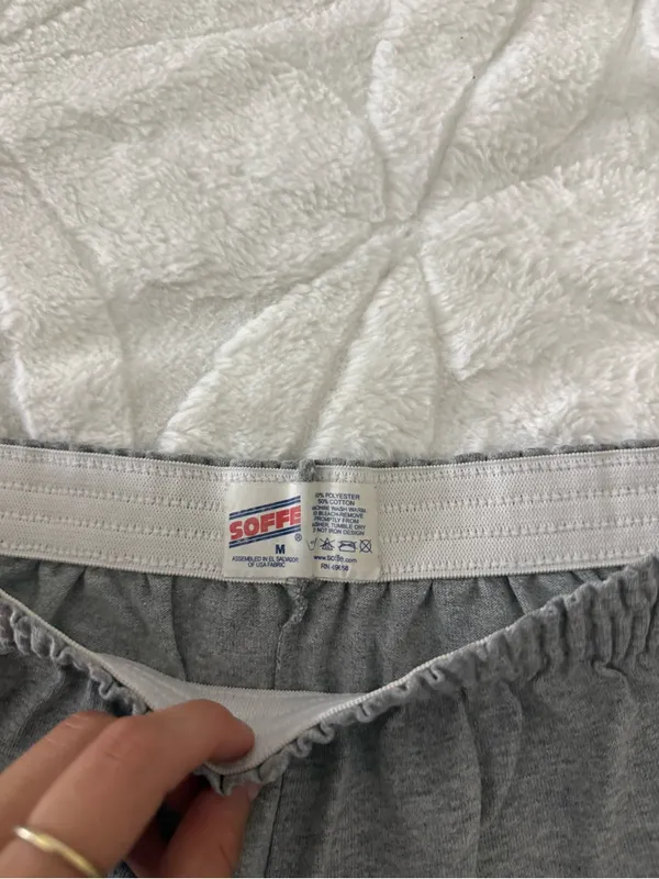 Soffe Gray Athletic Shorts with White Trim - Image 2