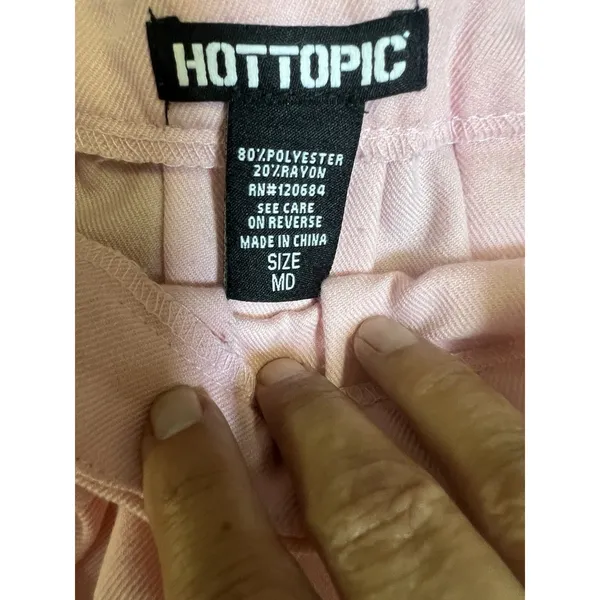 Hot Topic light pink pleated cheer schoolgirl skirt White stripe Goth Whimsy M - Image 2