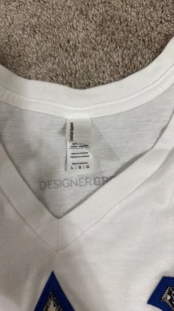 American Apparel V-Neck Alpha Delta Pi lettered t-shirt - Image 2