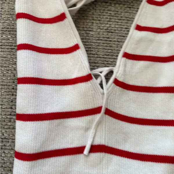 wild fable White and Red Striped Knit Halter Dress - Image 2