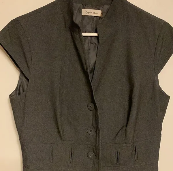 Women's Pencil Stretchy Full Buttoned Dress Gray Sz 8 - Image 2