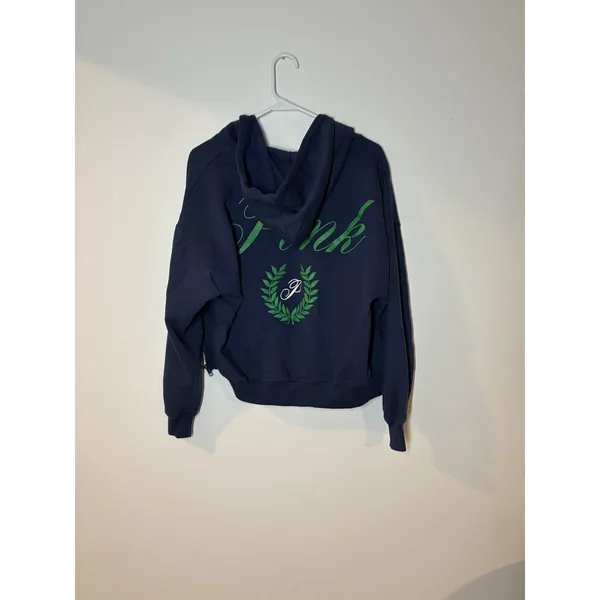 Victoria's Secret Blue Graphic Print Full Zip Hooded Jacket Oversized XS - Image 6
