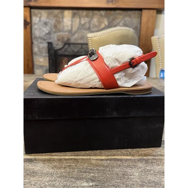Coach Gracie Swagger Thong Sandals Burnt Orange Size‎ 5.5 New In Box - Image 4