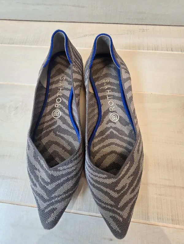 {9.5} Rothy's Gray Zebra Pointed Slip On Ballet Shoe - Image 3