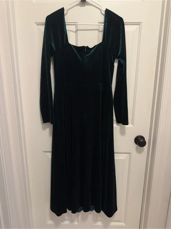 Lulus Precious Impression Emerald Green Velvet Bustier Midi Dress Size Large - Image 4
