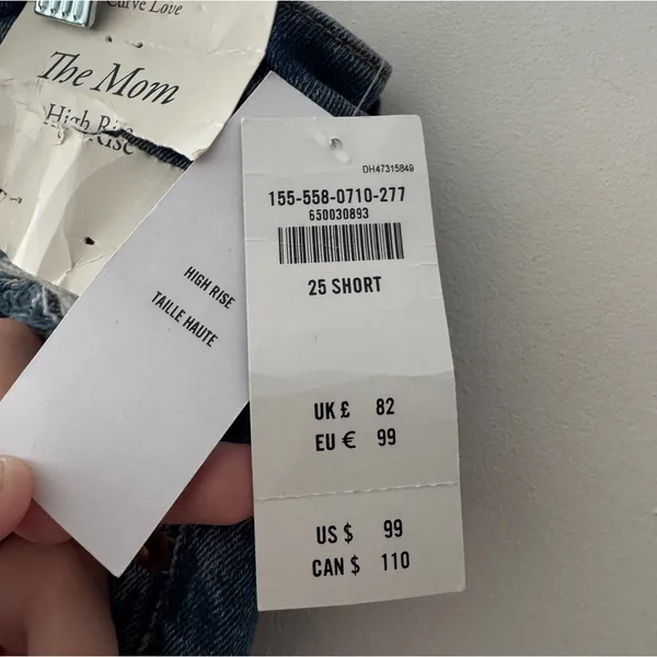 Abercrombie NEW!! Curve Love High Rise Mom Jean Size‎ 25 Short Distressed Dark Wash - Image 6