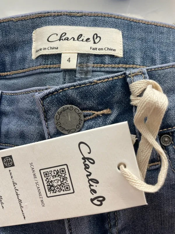Bootcut Jeans with Contrast Cuff Blue Size 4 - Image 5