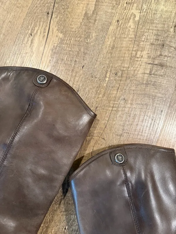 Frye Melissa Button 2 Tall Leather Riding Boot Grey 8.5 - Image 5