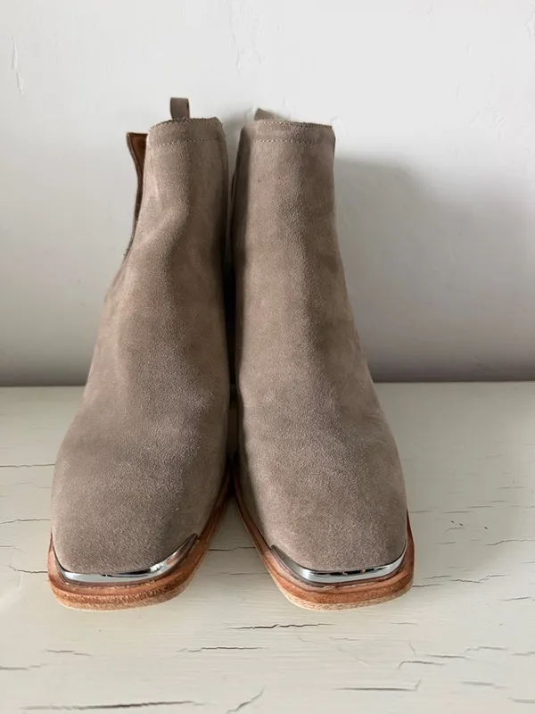 Jeffrey Campbell Cromwell Suede Western Ankle Booties Taupe Block Heel Women’s 8 - Image 2