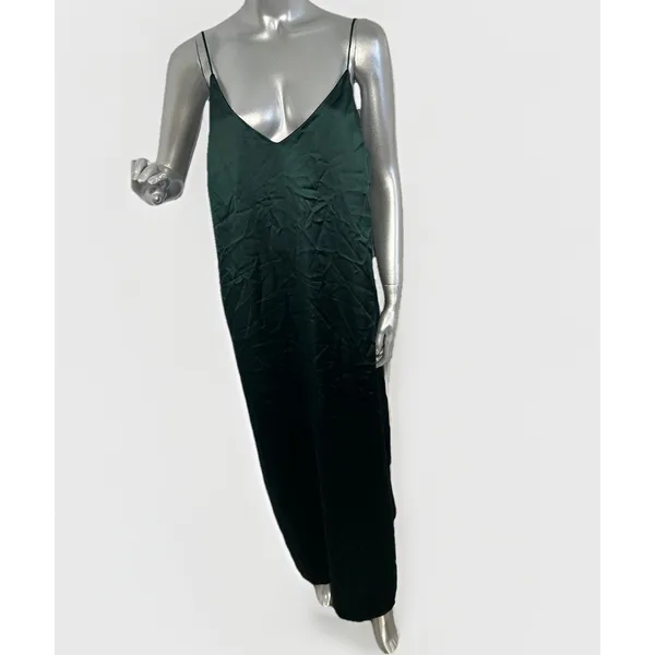 NWT Marine Layer Gabrielle Slip Dress Green Gables XL Maxi Satin Emerald - Image 8