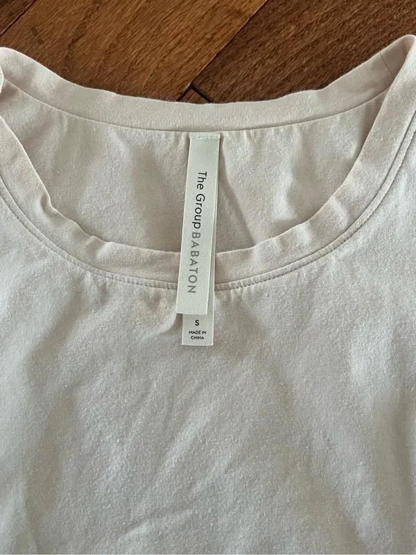 Aritzia Babaton White/Cream Cotton Crew Neck Bodysuit Short Sleeve Size Small - Image 2