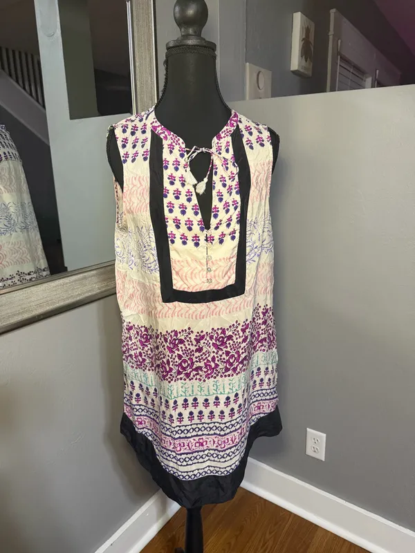 Maeve x Anthropologie Silk Bohemian Mixed Print Tunic Blouse Festival Chic 10 - Image 3