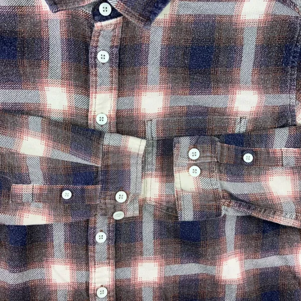BDG Plaid Flannel Shirt Women M Raw Hem L/S Indie‎ Western Boho Retro Boxy Cabin - Image 10