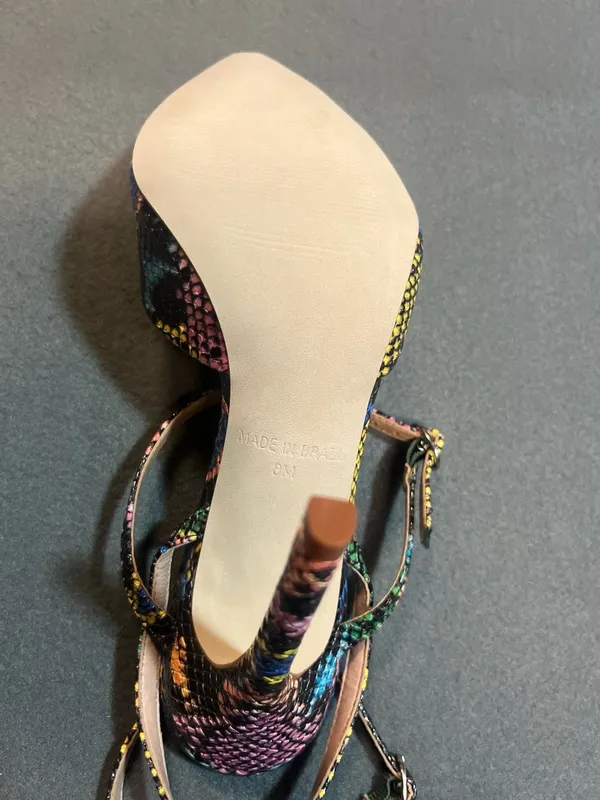 Steve Madden Multi-Color Snakeskin Pointed Toe Ankle Strap Pumps Size 9M - Image 7