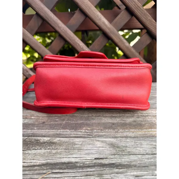 Vintage Coach Kent Bag Red Leather Crossbody Turnlock USA Made 1097-334 - Image 5