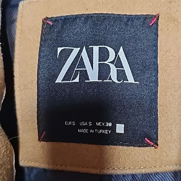 NWOT Zara tan long Tessuti wool made in Italy 2 button collared jacket coat sz S - Image 6
