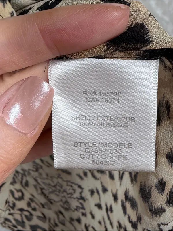 Equipment Tan Brown Leopard Print Sheer Silk Button Down‎ Top - Image 3